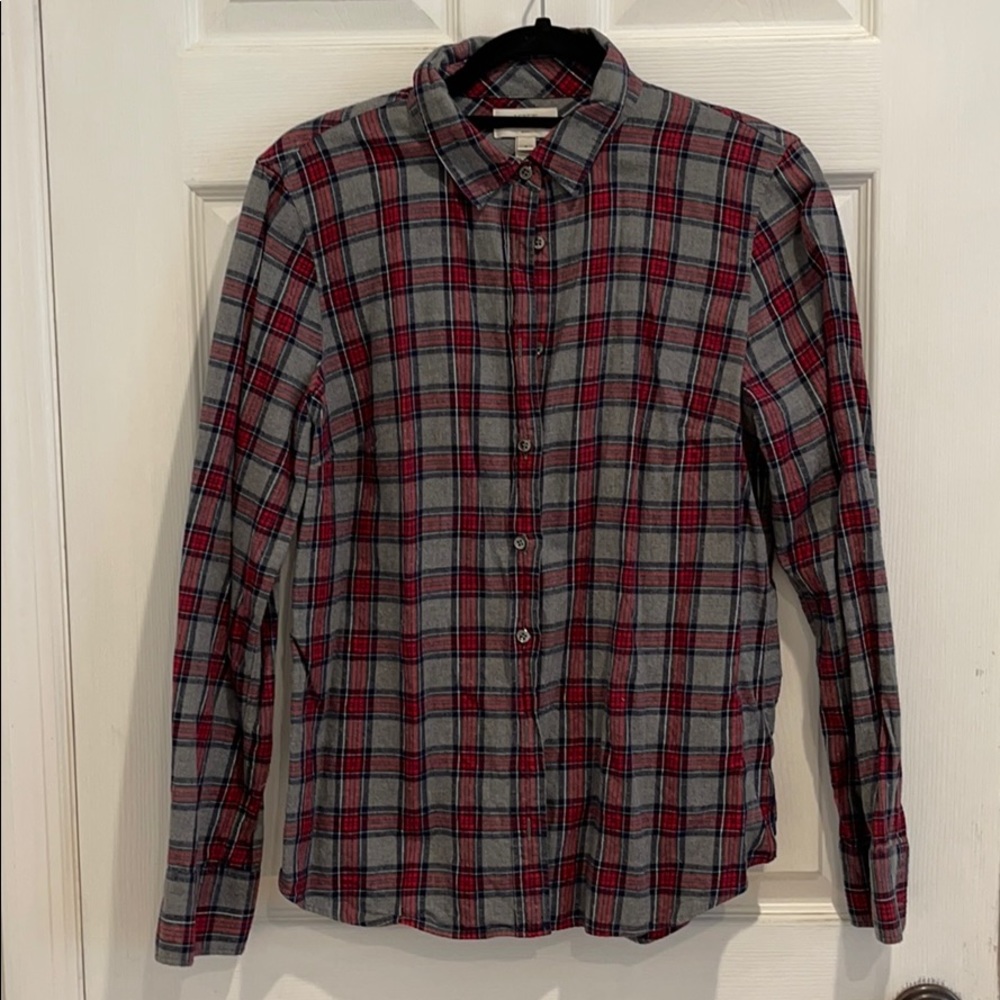 Boy style plaid button up shirt